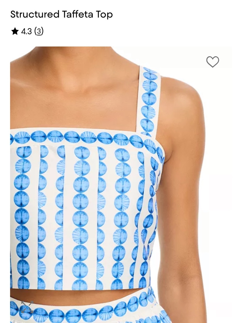 French Connection White and Blue Printed Structured Taffeta Bodysuit